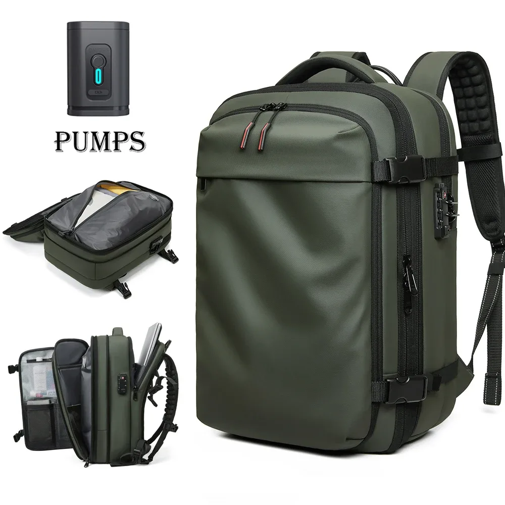 Sac à dos de voyage pour hommes, sac à dos pour ordinateur portable à compression sous vide de 17 pouces, sac à dos d'école à grande capacité étendue, sac à dos de randonnée et d'affaires