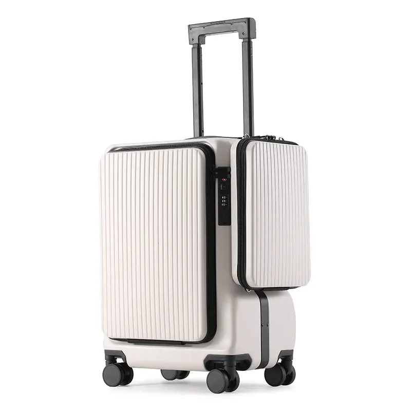 valise de voyage multifonctionnelle à ouverture frontale en aluminium, 20 pouces, pour affaires, avec roulettes, bagage cabine