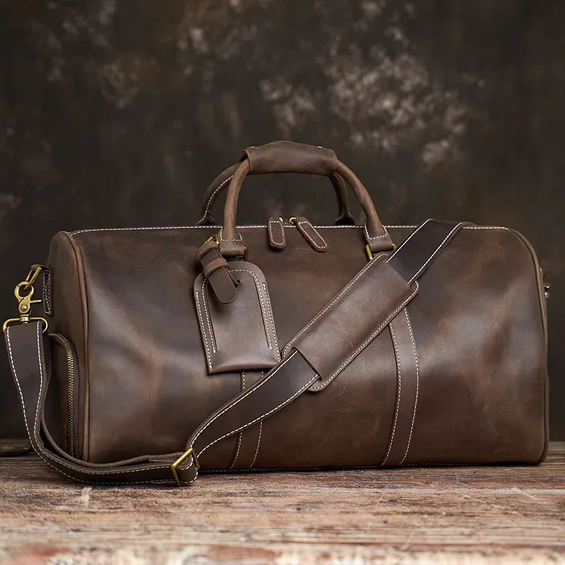 nupugoo – sac de voyage vintage en cuir véritable pour hommes, bagage à main boston, sac de sport de grande capacité, épaule pour ordinateur portable de 16 pouces
