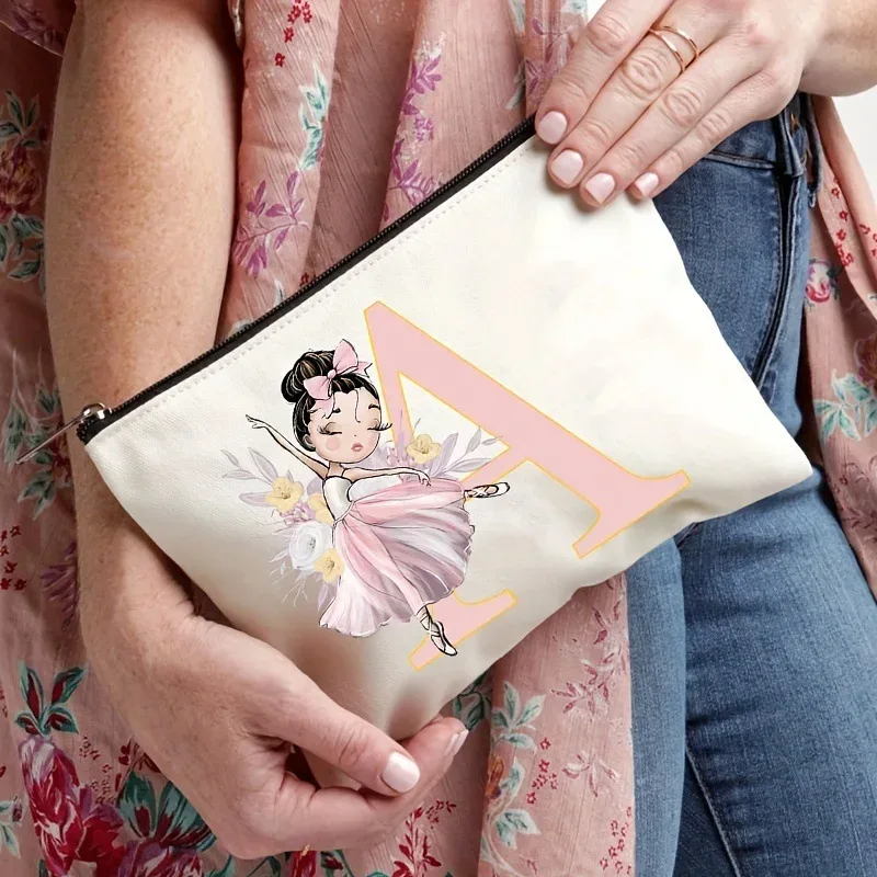 sacs de rangement, porte-monnaie, articles de toilette de style danseuse de ballet à 26 lettres, trousse de ma
