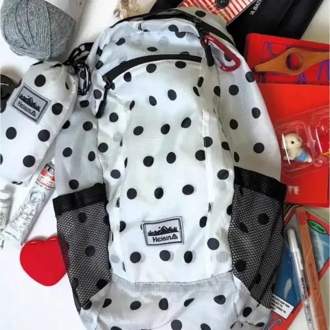 sac à dos en nylon à pois 2026, nouveau sac à dos ultraléger d'été grande capacité, sac à dos coréen tendance