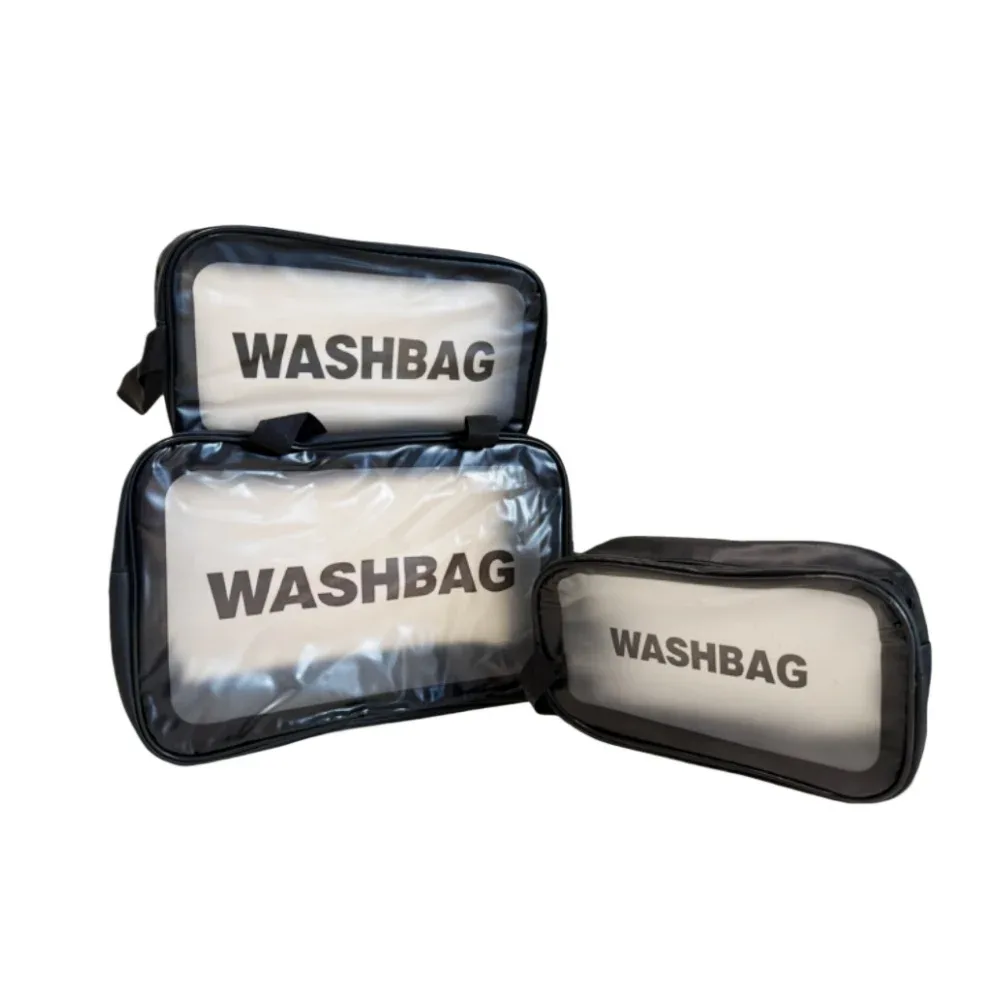 Sac à cosmétiques portable de grande capacité, anti-poussière, sacs de rangement pour maquillage, sacs de voyage transparents en PVC à la mode