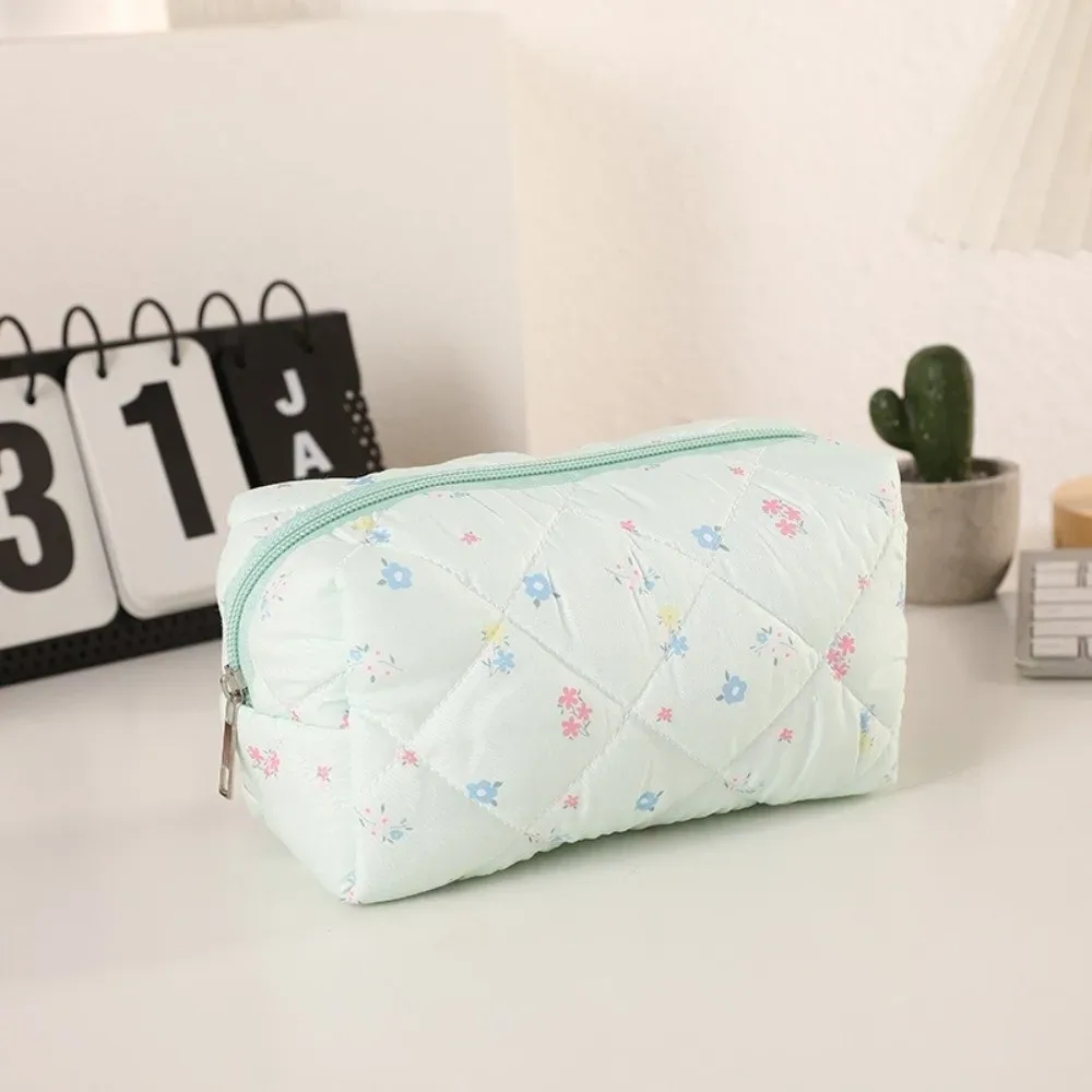 sac de maquillage en coton doux et durable, imprimé floral matelassé, grande capacité, trousse de toilette, organisateur de maquillage pour femmes et filles