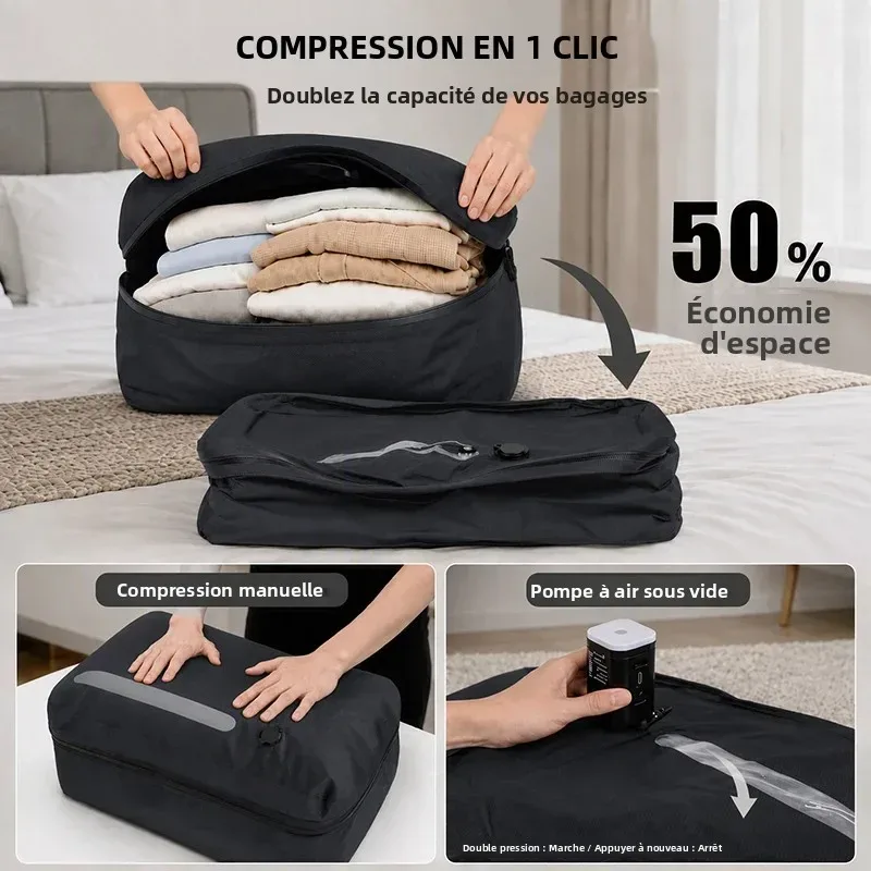 41l sacs compression vide pompe electrique ip67 etanche gain place, voyage bagage organisateur noir rangement grande capacite fanan valve portatif durable compact leger pliable maison camping accessoires