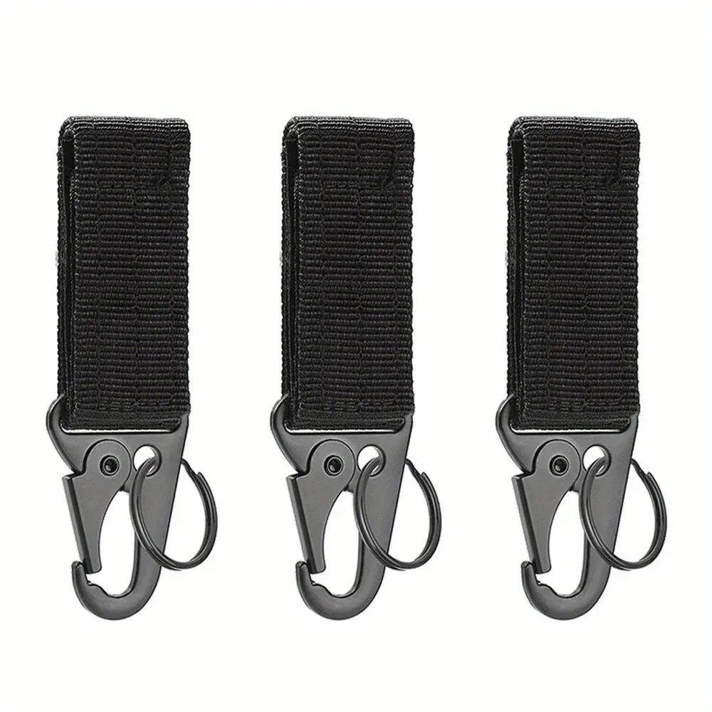 mousqueton tactique d'extérieur, 3 pièces, porte-clés edc, sangle en nylon, porte-clés, sac à dos de camping, crochet de ceinture, boucle suspendue, clip muilter