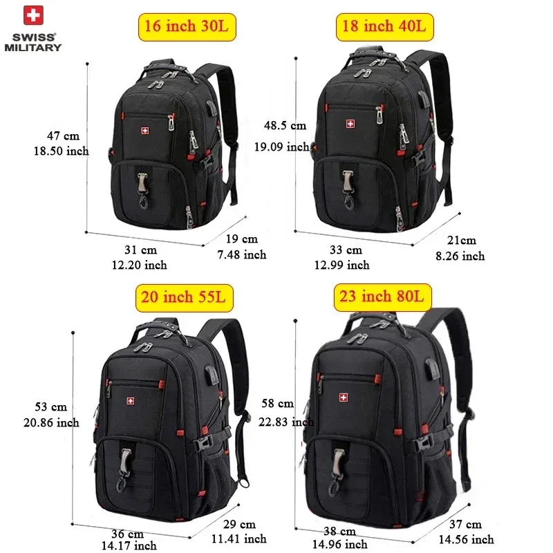 swiss militaire mode voyage multifonction grande capacité mâle sac usb charge étanche 23 pouces sac à dos pour ordinateur portable hommes mochila
