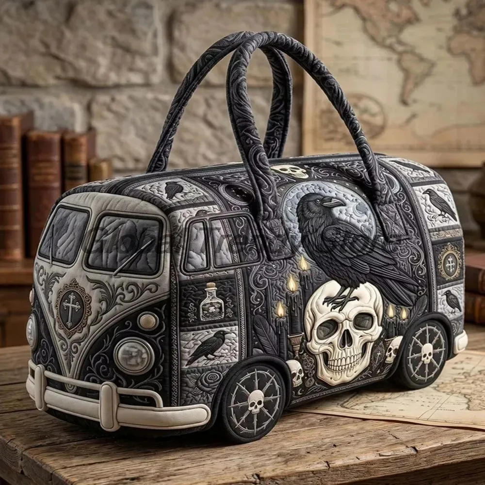 sac à dos matelassé de style gothique pour halloween, sac de voyage pour l'extérieur avec une grande capacité, style festif décontracté et unique