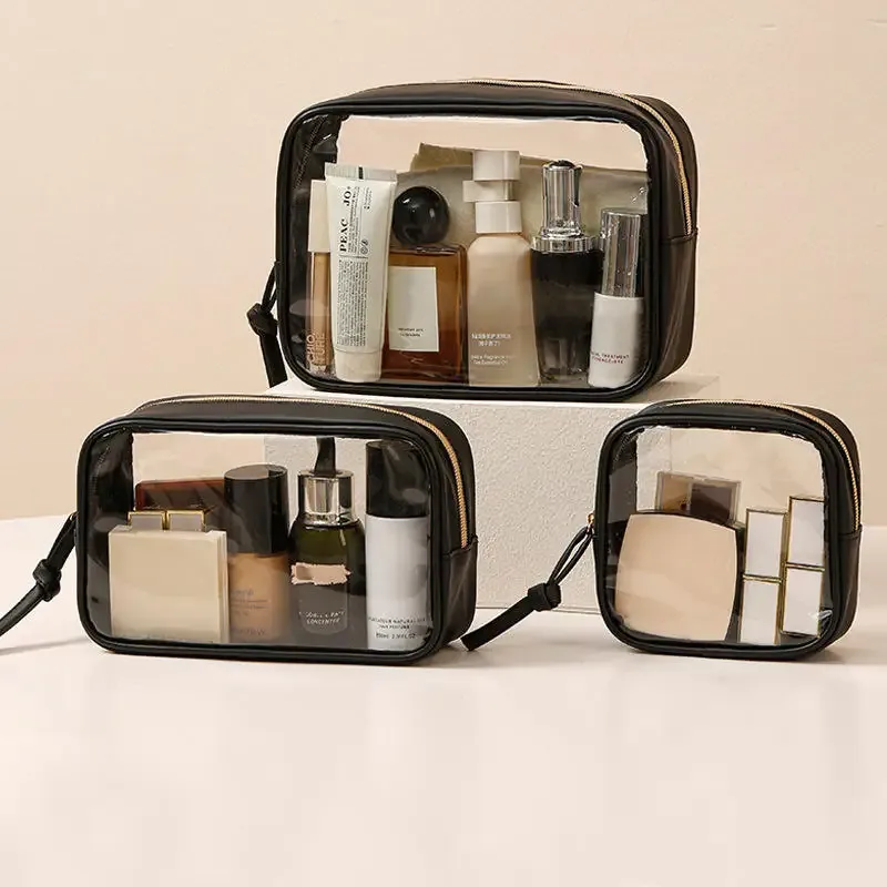 sac à cosmétiques étanche, sac de rangement de cosmétiques portable, grande capacité, sac de lavage transparent en pvc, sac de rangement de voyage, 1/3 pièces