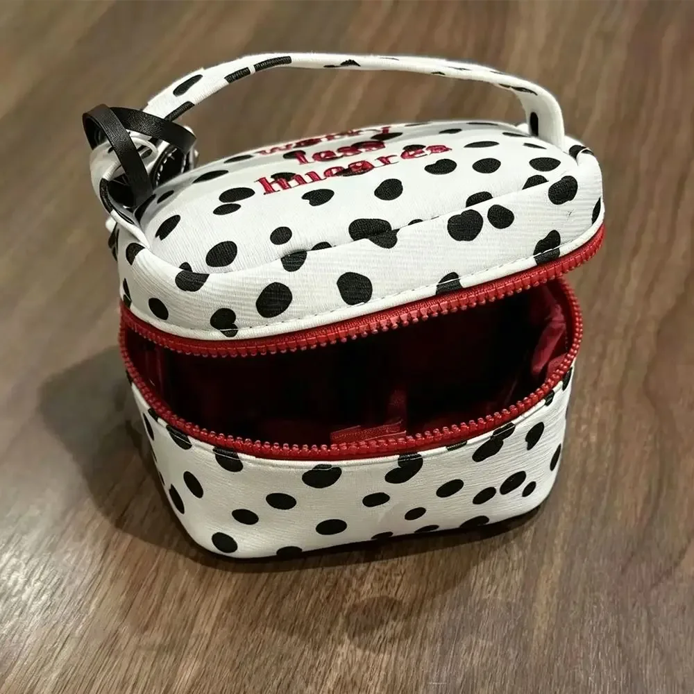sac de maquillage multifonctionnel à pois, avec fermeture éclair, petite pochette cosmétique, sac à main pour femmes et filles