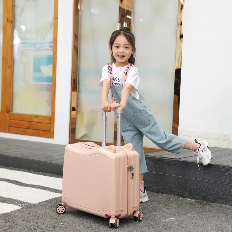 Poinvalise de voyage pour enfants avec roues tournantes, assis et roulé, sac de voyage pour enfants, bagage à main avec mot de passe