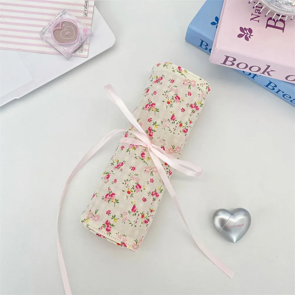 sac de rangement pratique pour pinceaux de maquillage, grande capacité, rose, motif floral, organiseur d'outils de beauté pour la maison