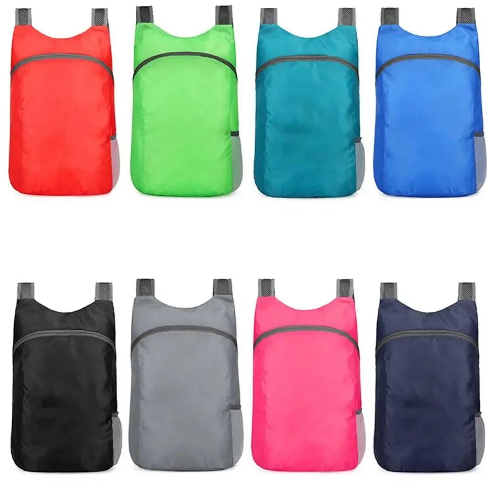 sac à dos pliable avec cordon de serrage, sac de rangement, fermeture éclair, grande capacité, léger, en nylon, sac d'école, sac à bandoulière, sac de voyage