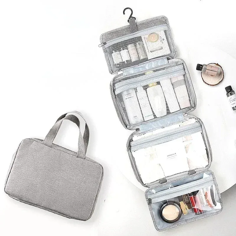 trousse de toilette pliable et étanche pour voyage, séparation sèche et humide, sac de rangement pour cosmétiques, sac à cosmétiques de grande capacité