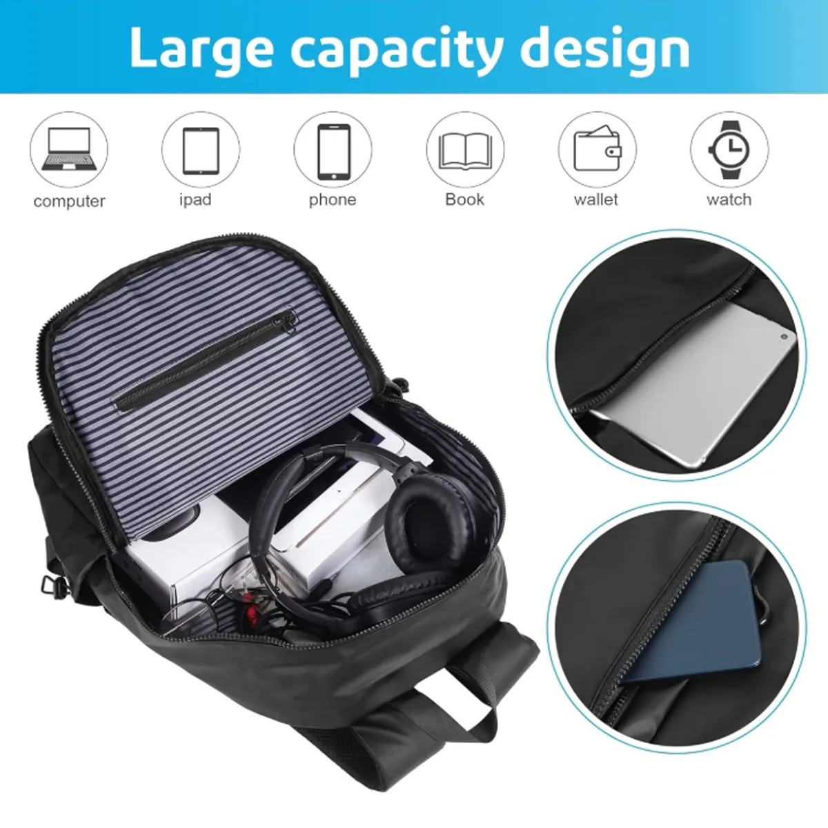 sac à dos de 14 pouces pour hommes sac à bandoulière de voyage sac d'ordinateur de loisirs tendance de mode étudiants cartable