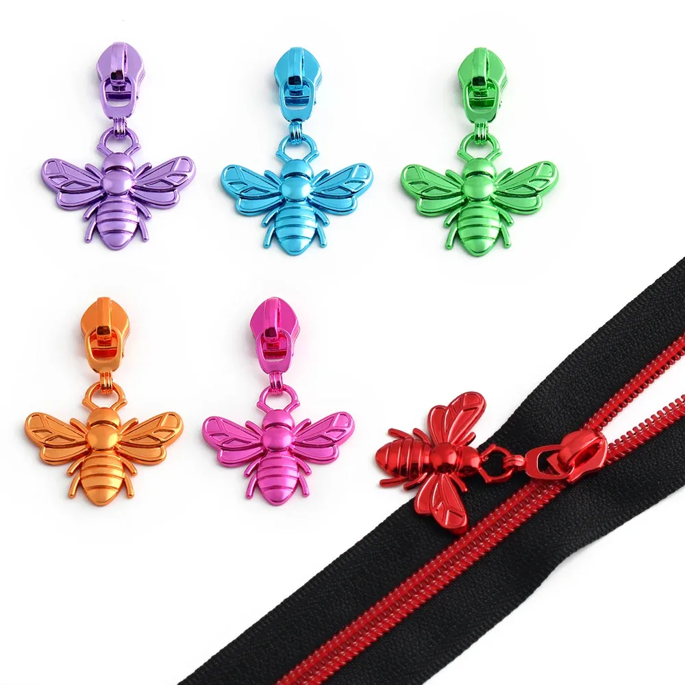 5/10/20 pièces en forme d'abeille 5 #   têtes de fermeture éclair pour fermetures éclair en nylon, tirettes de fermeture éclair pour sacs, vêtements, bagages, kit de réparation, accessoires de couture diy