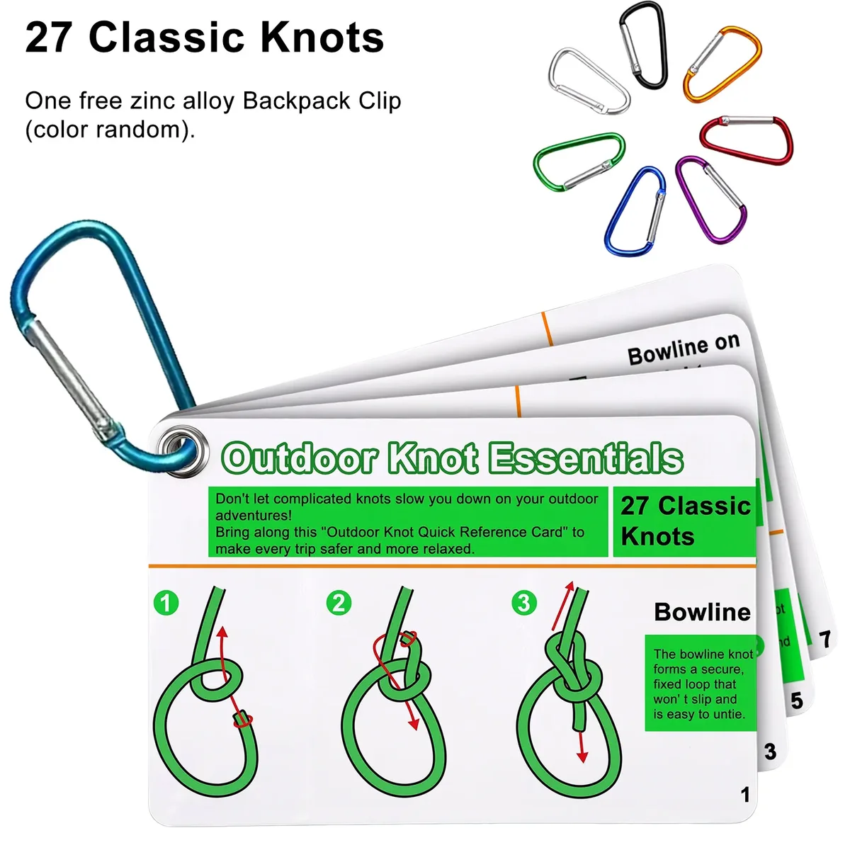 cartes de guide pour la nouage de nœuds en extérieur, en plastique imperméable, équipement de survie d'urgence pour sac à dos, pour scouts, randonneurs, cadeaux de camping