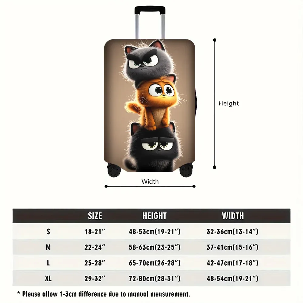 1pc housse de bagage imprimée chat mignon pour bagages de 18 à 32 pouces ; accessoires de voyage anti-poussière et élastiques pour une protection efficace