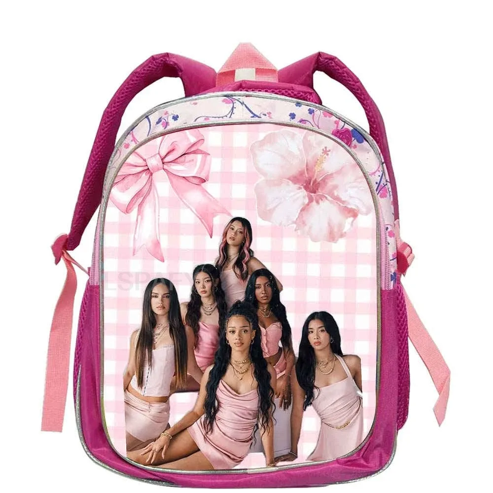 sacs à dos tendance katseye roses pour enfants, sacs d'école pour adolescentes et adolescents, sac à dos décontracté et tendance 12 pouces