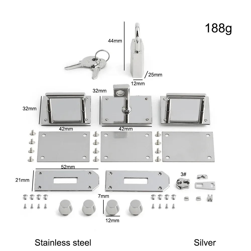 ensemble de serrures en acier inoxydable massif de haute qualité, grande taille, pour sacs de luxe classiques, cadenas avec clés, accessoires de remplacement, 1/3/5 ensembles