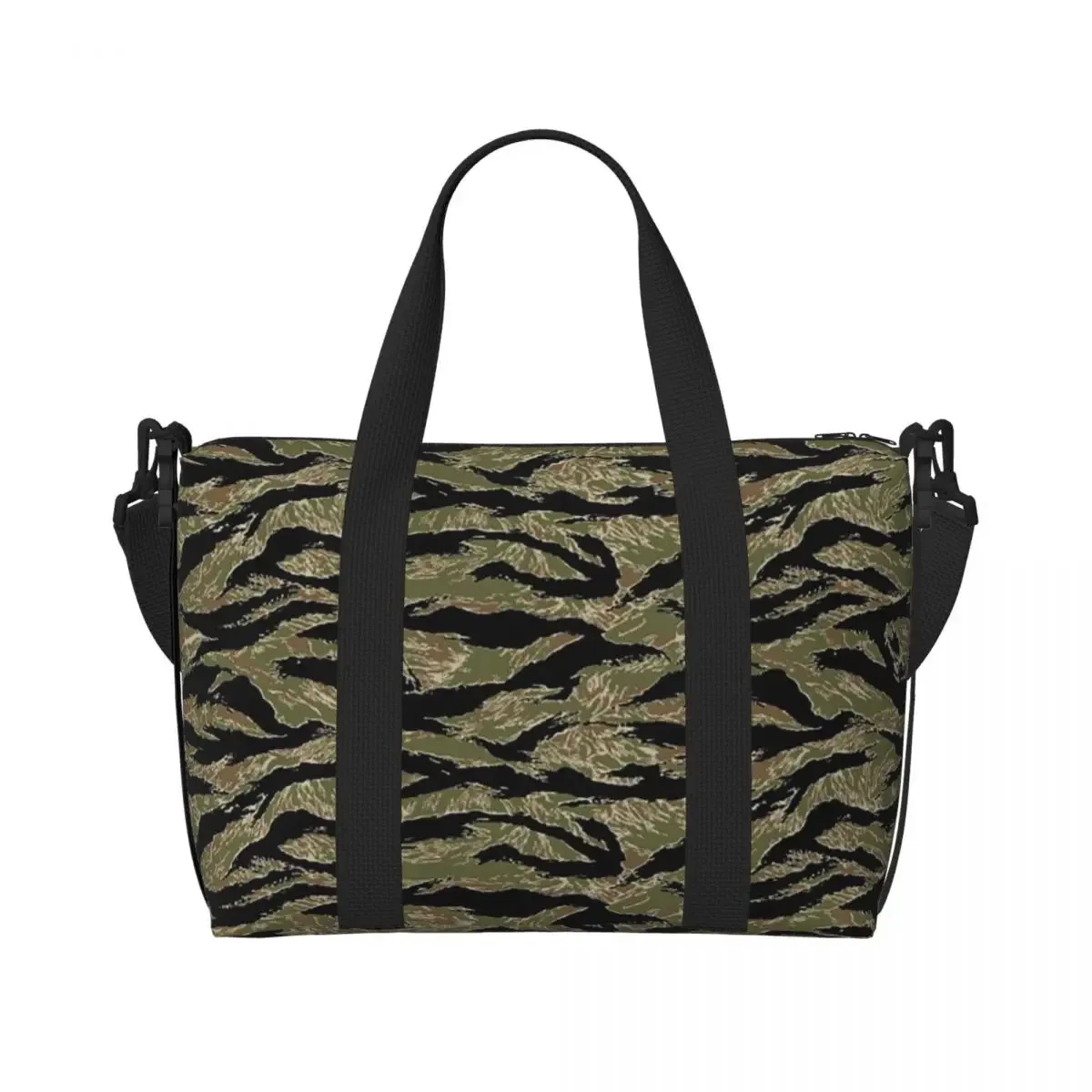 sac de voyage de plage de camouflage militaire à rayures de tigre, fourre-tout de grande capacité pour salle de sport, yoga, sac à bandoulière de shopping pour femmes