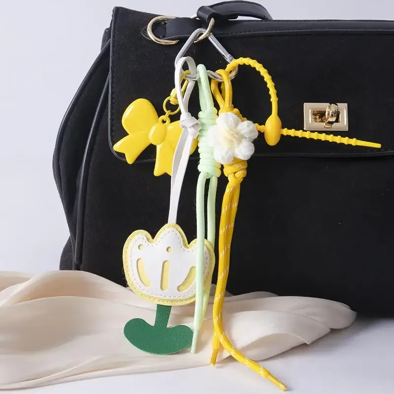 modish cuir miniature ours tissé laçage sac à dos parure bricolage porte-clés sac à main ajout