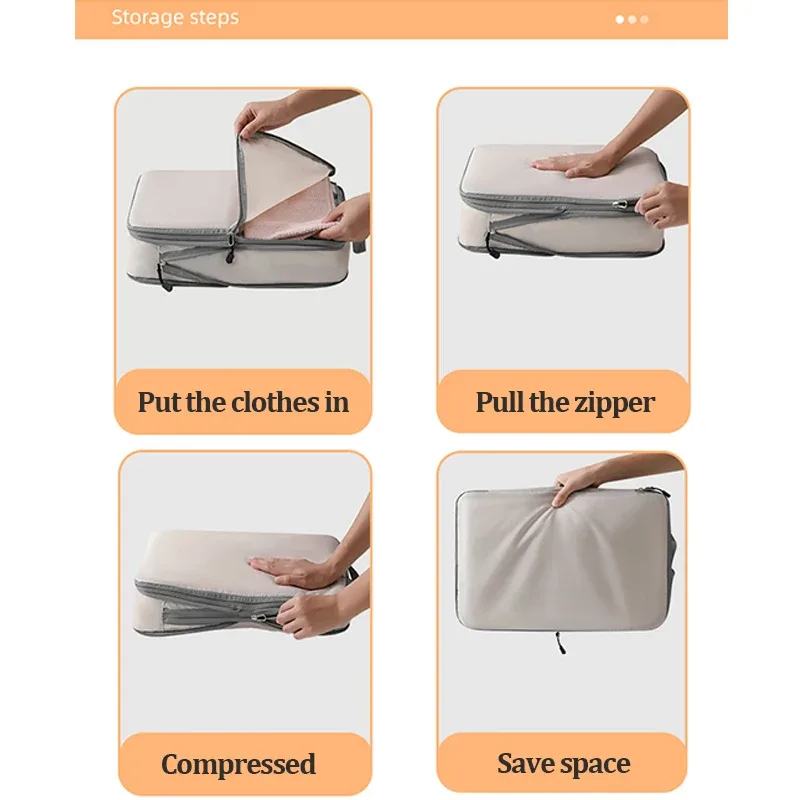 ensemble de 3 cubes de rangement compressibles pour vêtements de voyage, sacs organisateurs de vêtements imperméables et compressibles pour valise