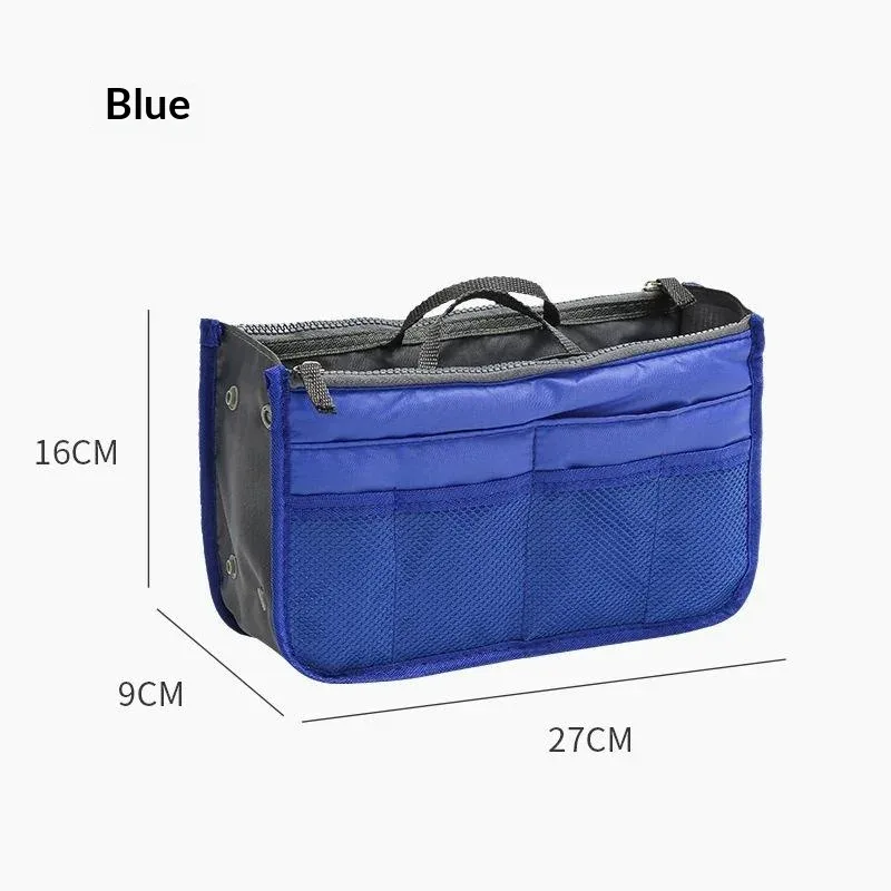 sac de rangement multifonctionnel à double fermeture éclair, grande capacité, pour l'organisation et le classement des articles de maquillage et de toilette.