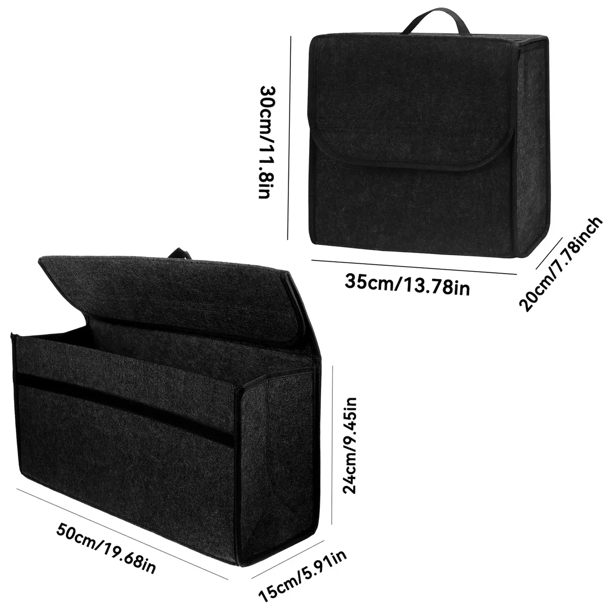 organisateur de coffre de voiture en feutre pliable, boîte de rangement améliorée en feutre multi-usage pour outils, courses et entretien, 2 tailles