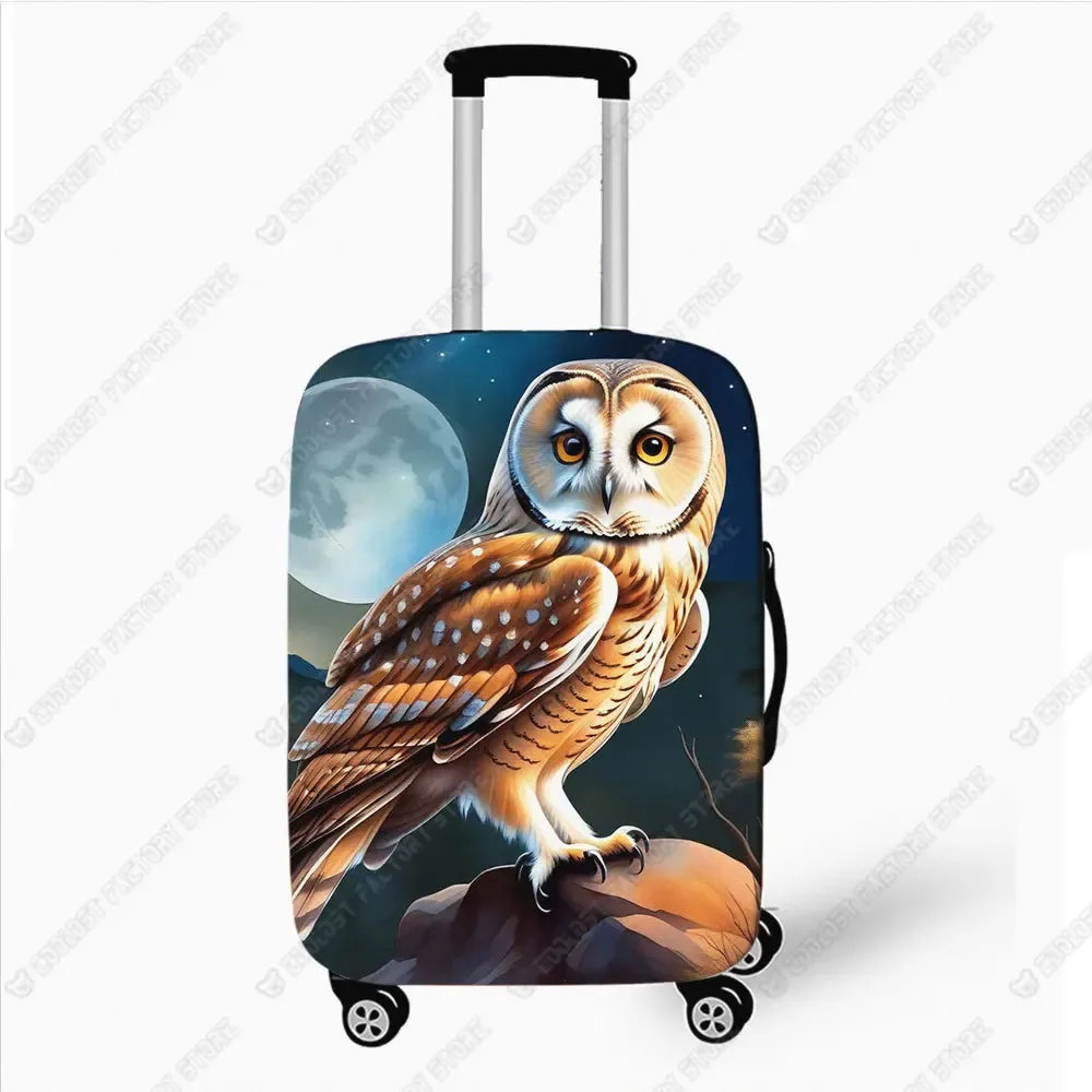 housse de bagage imprimée hibou coloré, housses de protection pour valise à roulettes à cornes, accessoires de voyage de 18 à 32 pouces