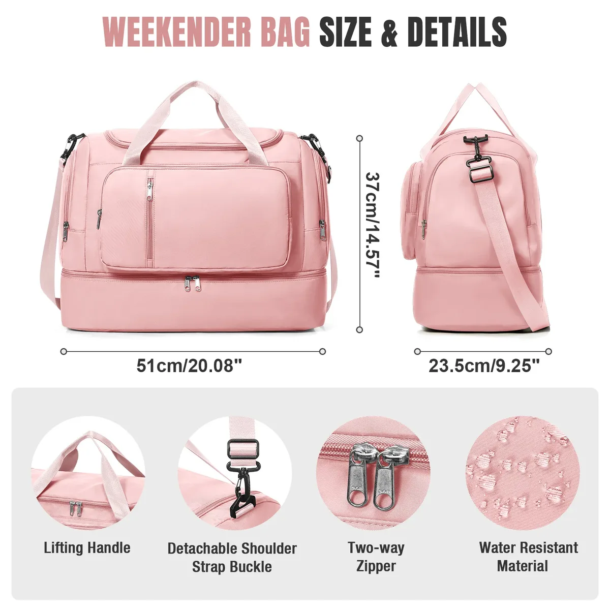 sac de voyage pour femmes - sac de voyage étanche de grande capacité à plusieurs poches, sac de sport, sac de voyage pour le week-end, sac de rangement pour vêtements
