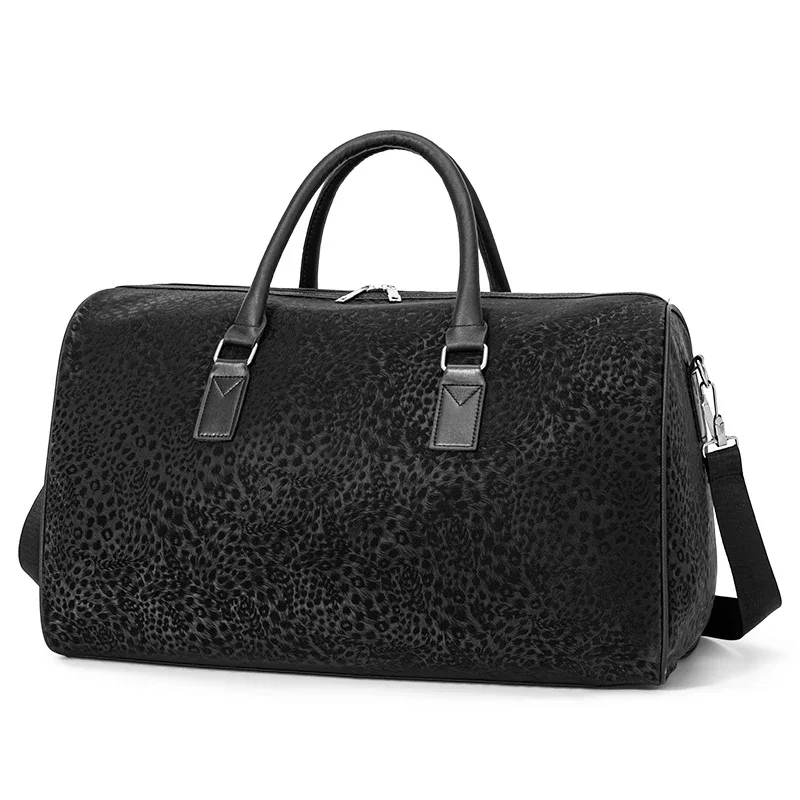 sac de voyage d'affaires pour homme, sac à main noir à motif léopard, compatible avec un ordinateur portable de 16 pouces, sac de voyage pour les déplacements professionnels et les vacances