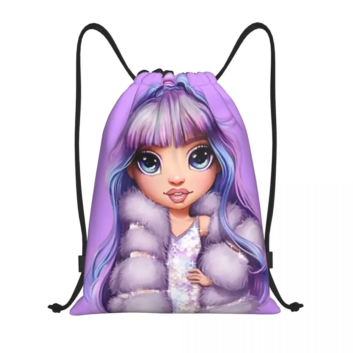 sac à dos personnalisé arc-en-ciel avec cordon de serrage pour pause d'hiver, sac de sport pour femmes et hommes, sac d'entraînement de dessin animé tv