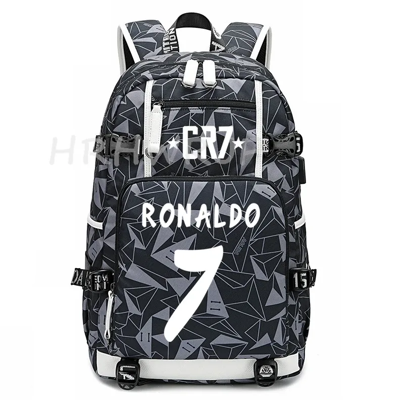 Sac à dos d'étudiant CR7 Football Star, sac à dos camouflage à double bandoulière, sac à dos décontracté pour voyage et randonnée, sac à dos pour adolescents avec capacité pour ordinateur portable, Mochilas