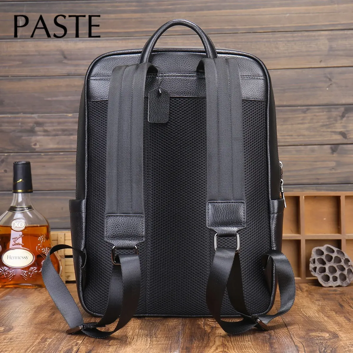 2026 classique 100% cuir de vache hommes sac à dos noir 15.6 pouces ordinateur portable sac d'école affaires grande capacité voyage sacs à dos de luxe