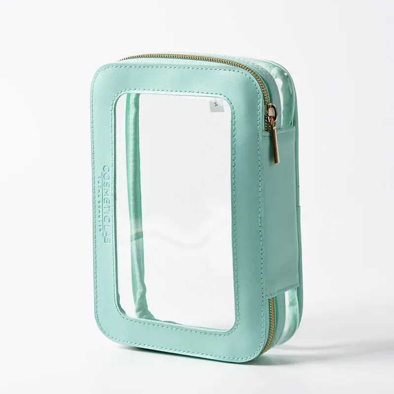 sac de voyage transparent en pvc, sac de rangement carré à fermeture éclair, sac de maquillage étanche, cadeau touristique, style urbain simple et neutre