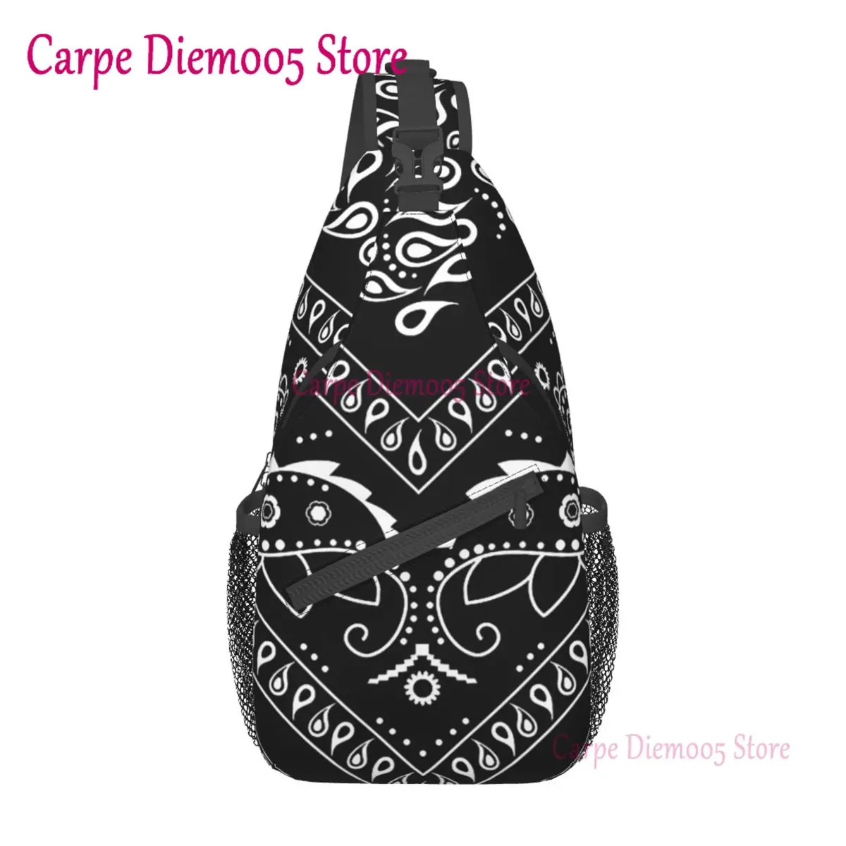 sac à dos bandana paisley chicano noir et blanc pour hommes, sac à bandoulière pour la randonnée