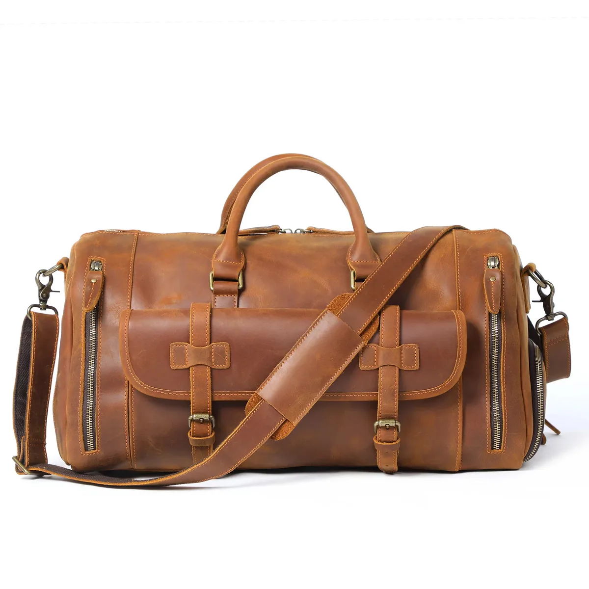 s.worker sac de voyage en cuir véritable classique vintage sac polochon en cuir de vachette pleine fleur sac de week-end sacs de sport sac à main