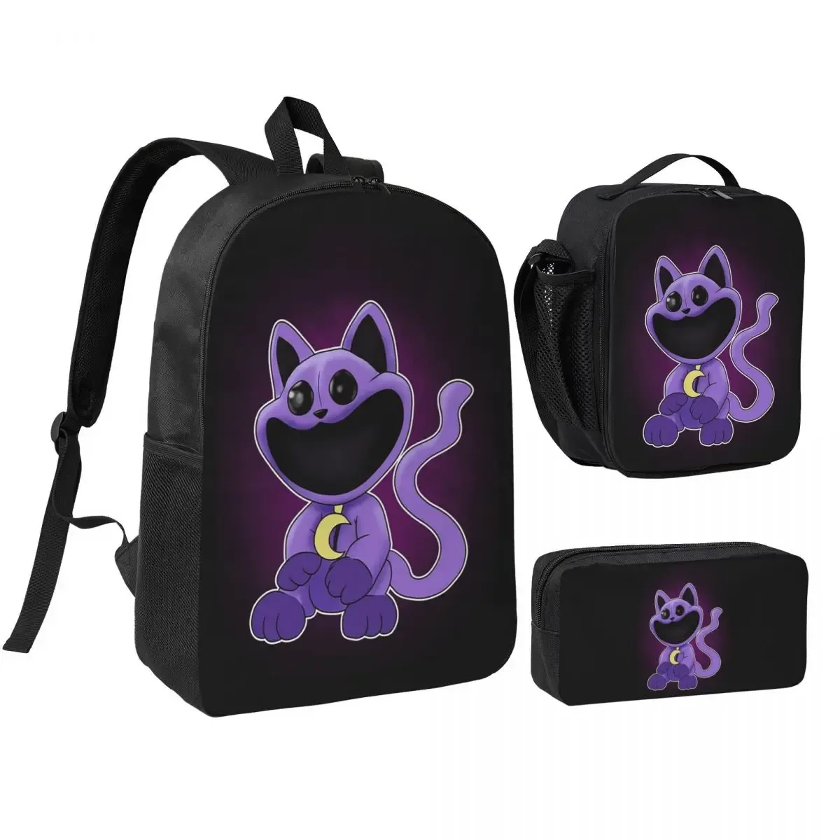 Sac à dos Catnap Plus pour étudiants, sac d'école, sacs à bandoulière, 3 pièces, sac à lunch isotherme, trousse à crayons