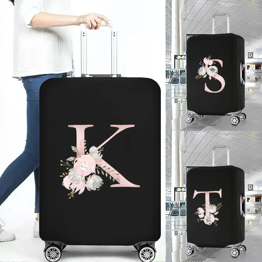 optics-juste de protection élastique pour bagages, housses de valise trempées, housse de chariot, accessoires de voyage, série pink flower, 18 "-32"