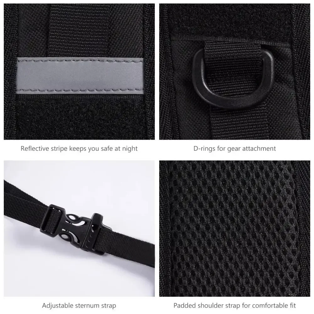 nouvelles sangles de sac à dos noires en tissu oxford, absorption des chocs, sangle de remplacement réglable, sports de plein air