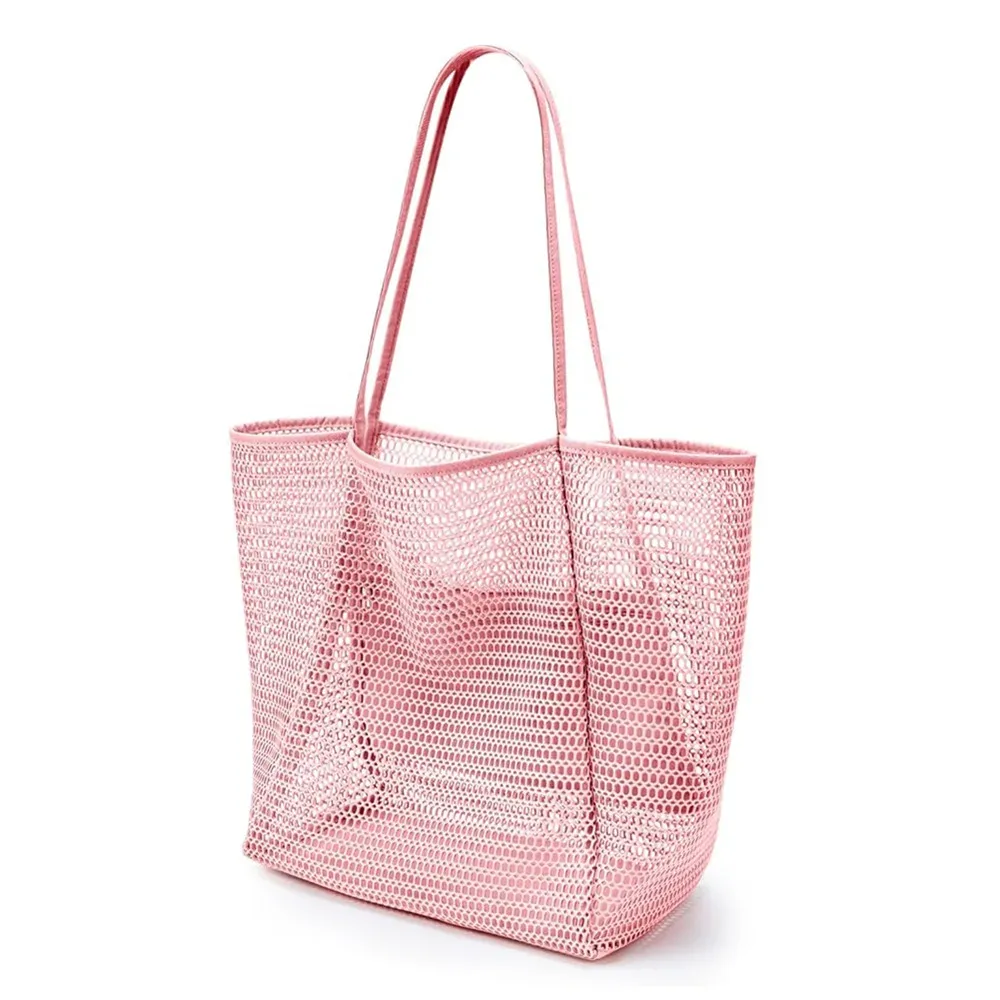 sac de plage en maille pour femmes, sac à bandoulière de grande capacité, sac de rangement portable de voyage, sac à main multifonction