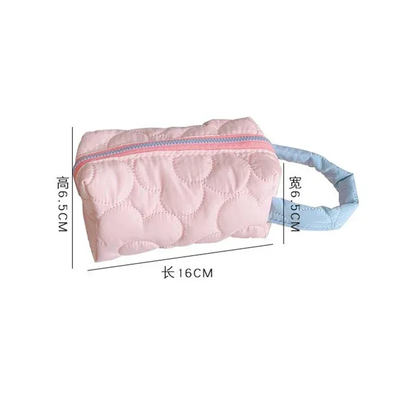 ins – sacs à cosmétiques coréens matelassés à fleurs pour femmes, sac de rangement de maquillage en coton de grande capacité, trousse de beauté pour filles, nouvelle collection 2025