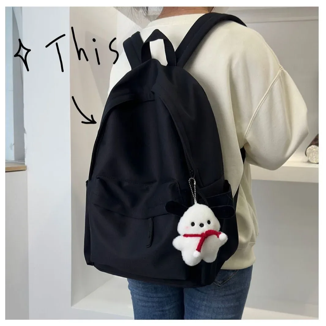 sac à dos de style minimaliste japonais, grande capacité, couleur unie, double bandoulière, pour étudiantes et lycéennes