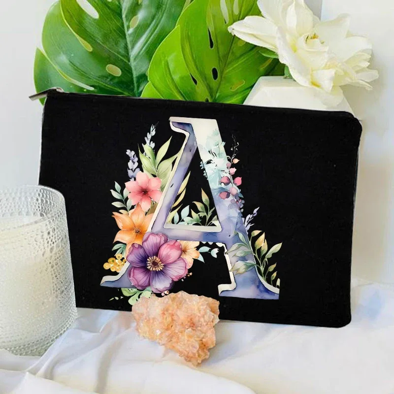 1 pc sac à lettres initiales sac de maquillage avec lettres pour femmes sac à cosmétiques initiales a-z sac de maquillage personnalisé sac de voyage, cosmétique initial