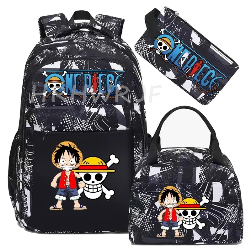 sac à dos one piece monkey d luffy 3 pièces camouflage pour adolescents, sacs d'école pour ordinateur portable, collégiens/lycéens, sacs de voyage en plein air, mochilas