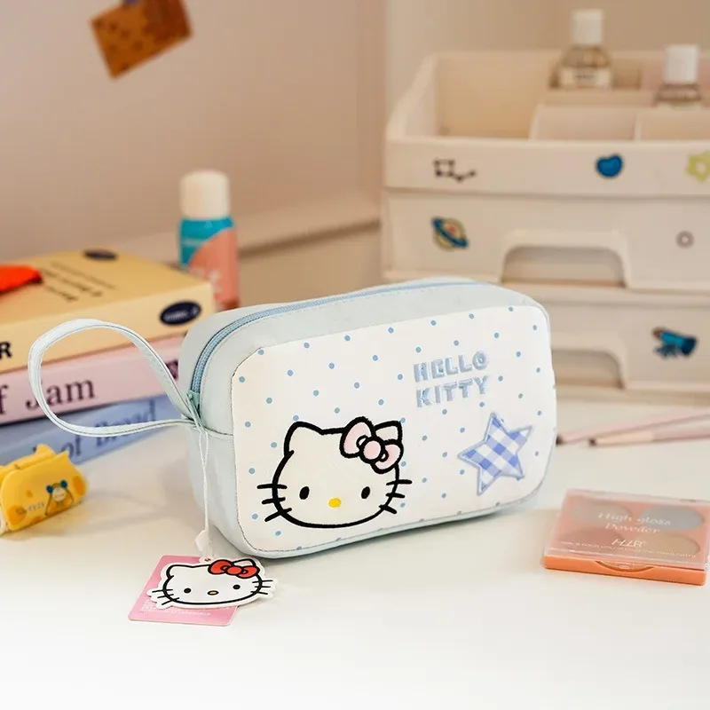 véritable trousse de maquillage hello kitty, grande capacité, sac de rangement à main mignon et adorable.