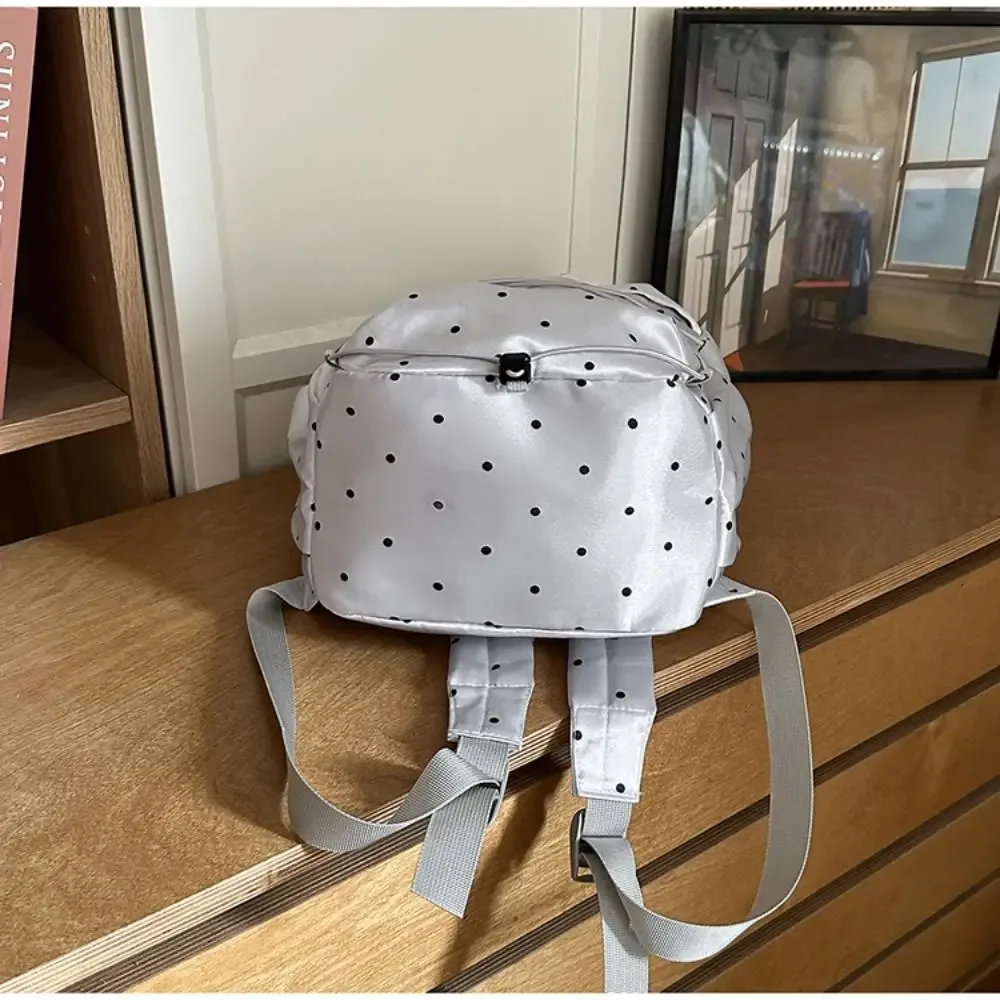 sac à dos mignon à pois style y2k millennial en nylon avec cordon de serrage, durable, léger, pour étudiants et trajets quotidiens