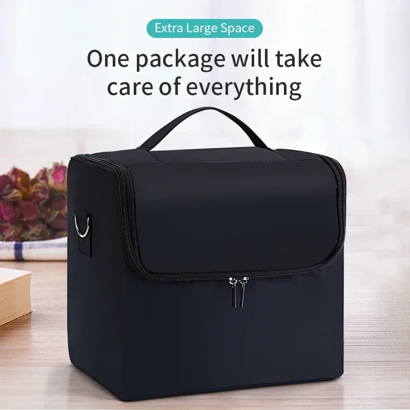 grande trousse de maquillage professionnelle pour femmes, valise de voyage, boîte de rangement à 4 niveaux, organisateur d'ongles avec compartiments ajustables