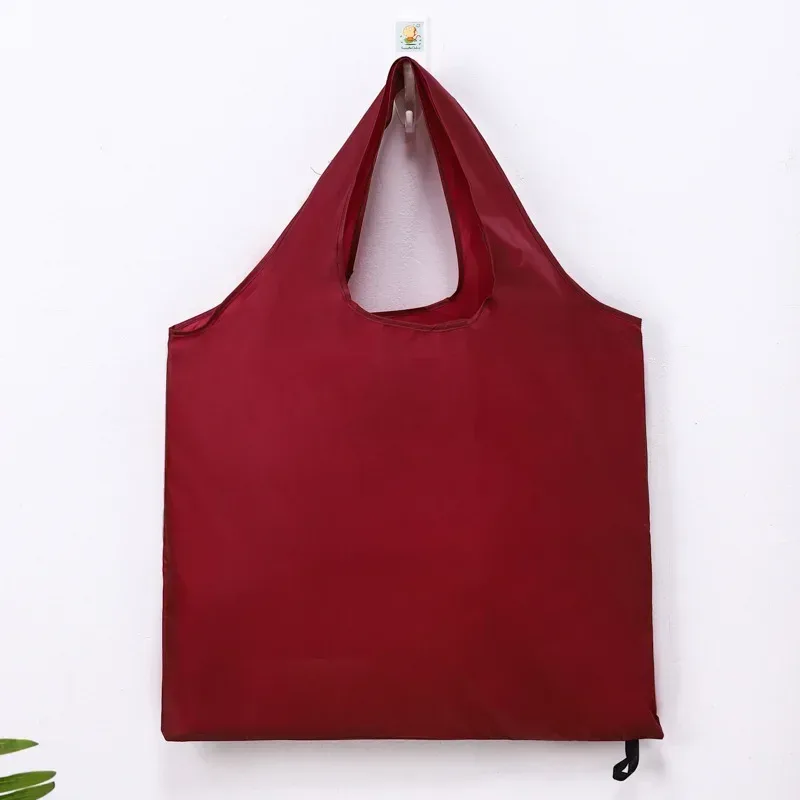 sac de courses réutilisable de couleur unie pour femmes et hommes, sac d'épicerie pliable en nylon, sac fourre-tout écologique, sacs à main portables