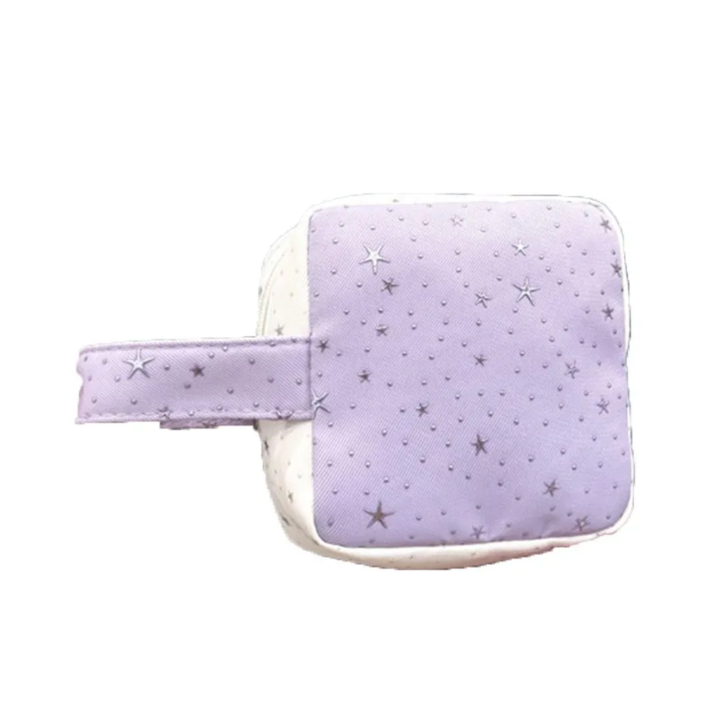 organisateur de serviettes hygiéniques à motif étoilé, sac de rangement pour maquillage à main de couleur contrastée, portable et de grande capacité